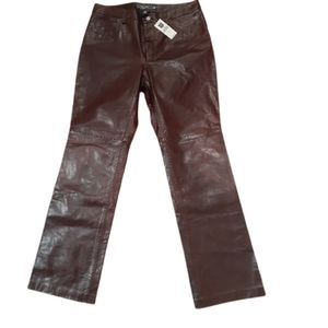 Leather bootcut pants